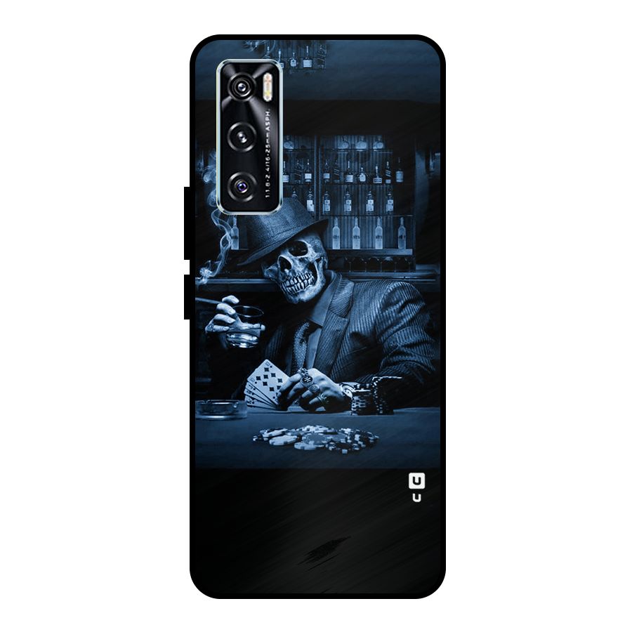 Cool Skull Cards Metal Back Case for Vivo V20 SE