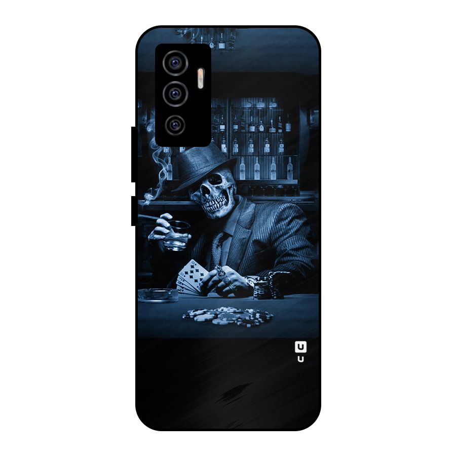 Cool Skull Cards Metal Back Case for Vivo V23e