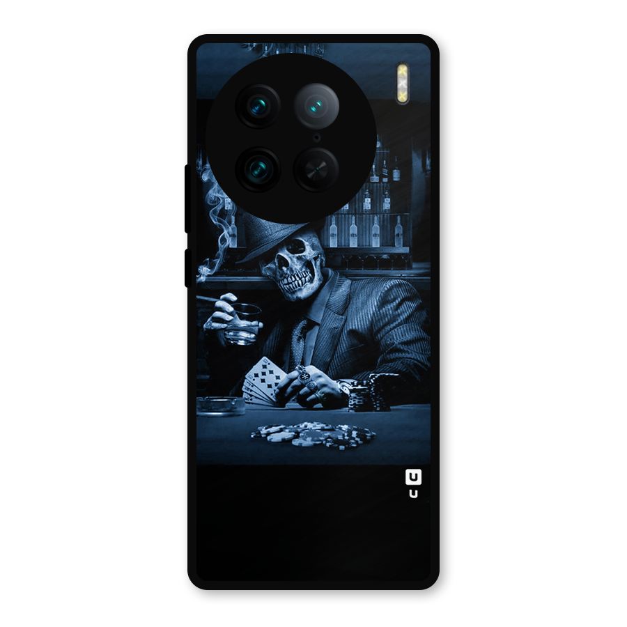 Cool Skull Cards Metal Back Case for Vivo X90 Pro