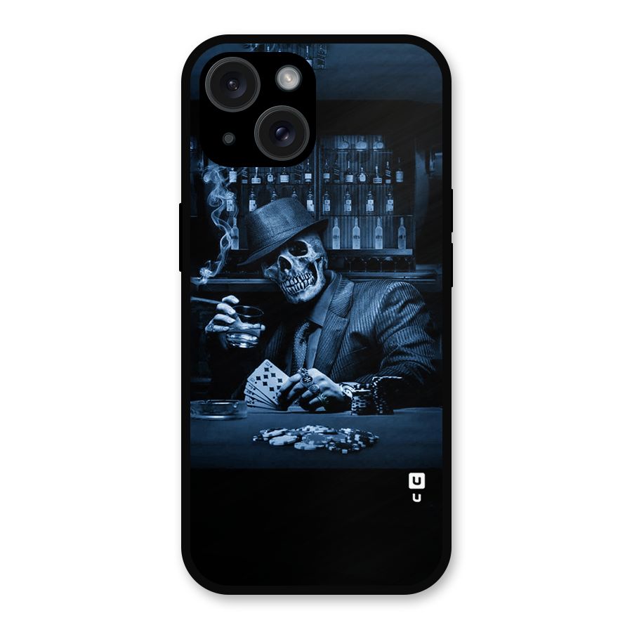 Cool Skull Cards Metal Back Case for iPhone 15