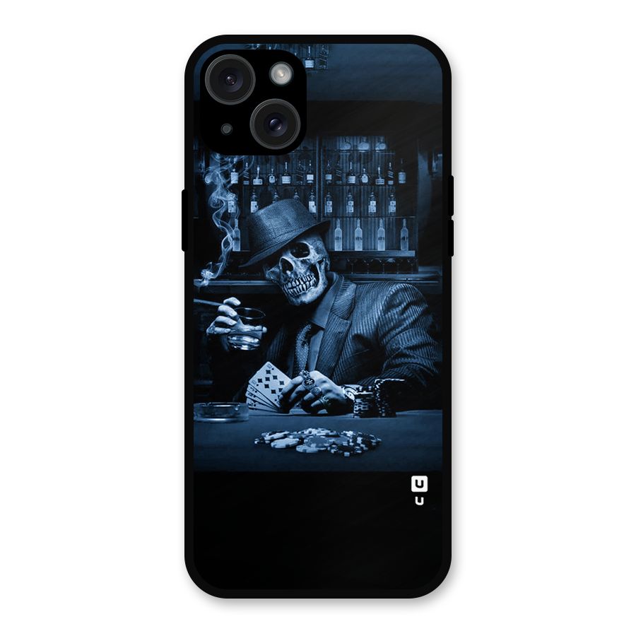 Cool Skull Cards Metal Back Case for iPhone 15 Plus