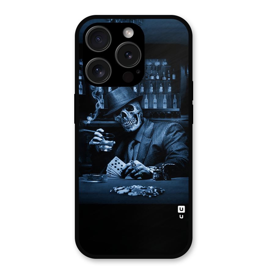 Cool Skull Cards Metal Back Case for iPhone 15 Pro