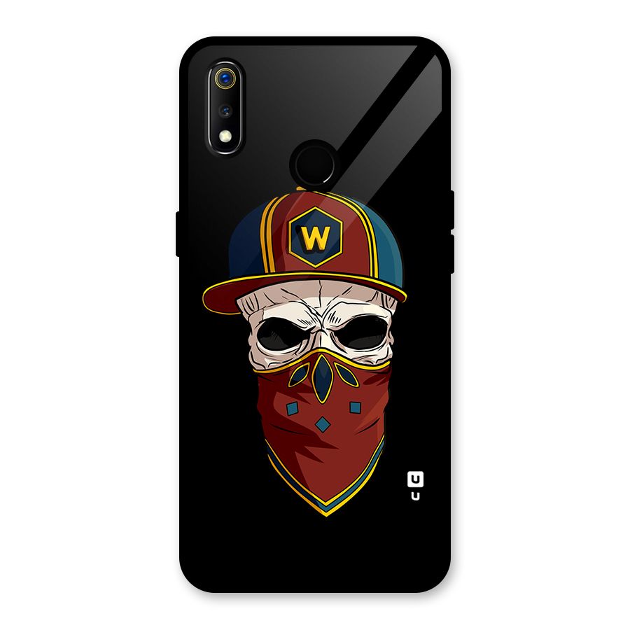 Cool Skull Mask Cap Glass Back Case for Realme 3i