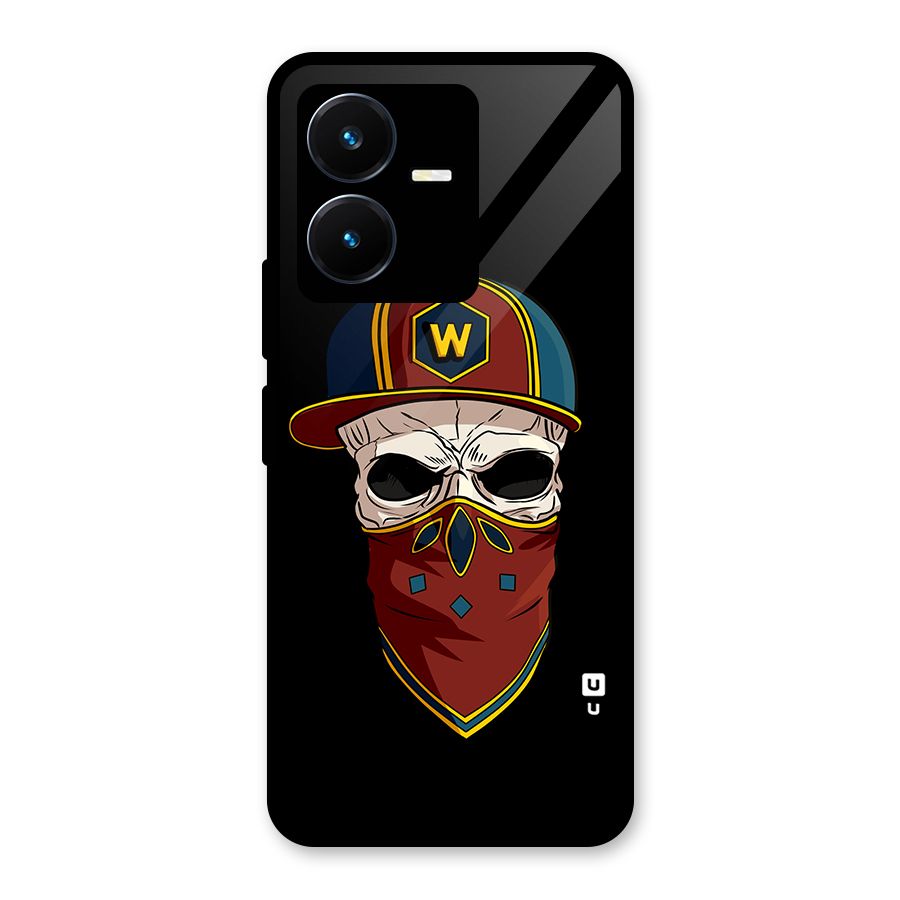 Cool Skull Mask Cap Glass Back Case for Vivo Y22s