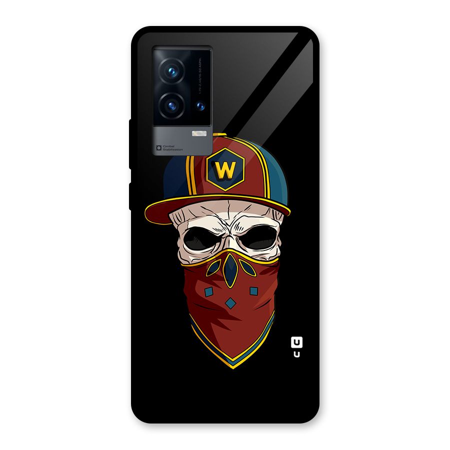 Cool Skull Mask Cap Glass Back Case for iQOO 9 5G