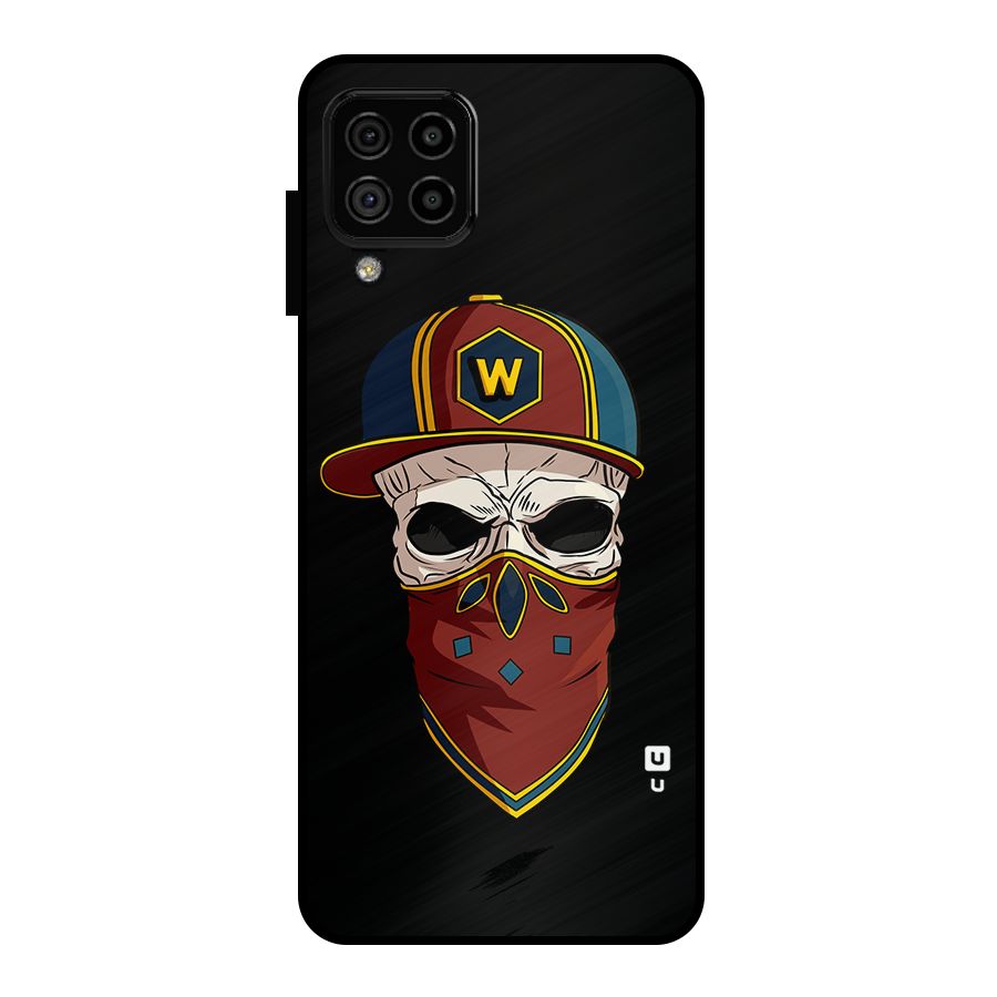 Cool Skull Mask Cap Metal Back Case for Galaxy A22 4G