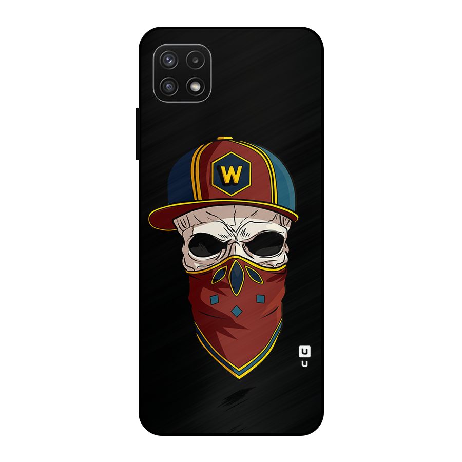 Cool Skull Mask Cap Metal Back Case for Galaxy A22 5G