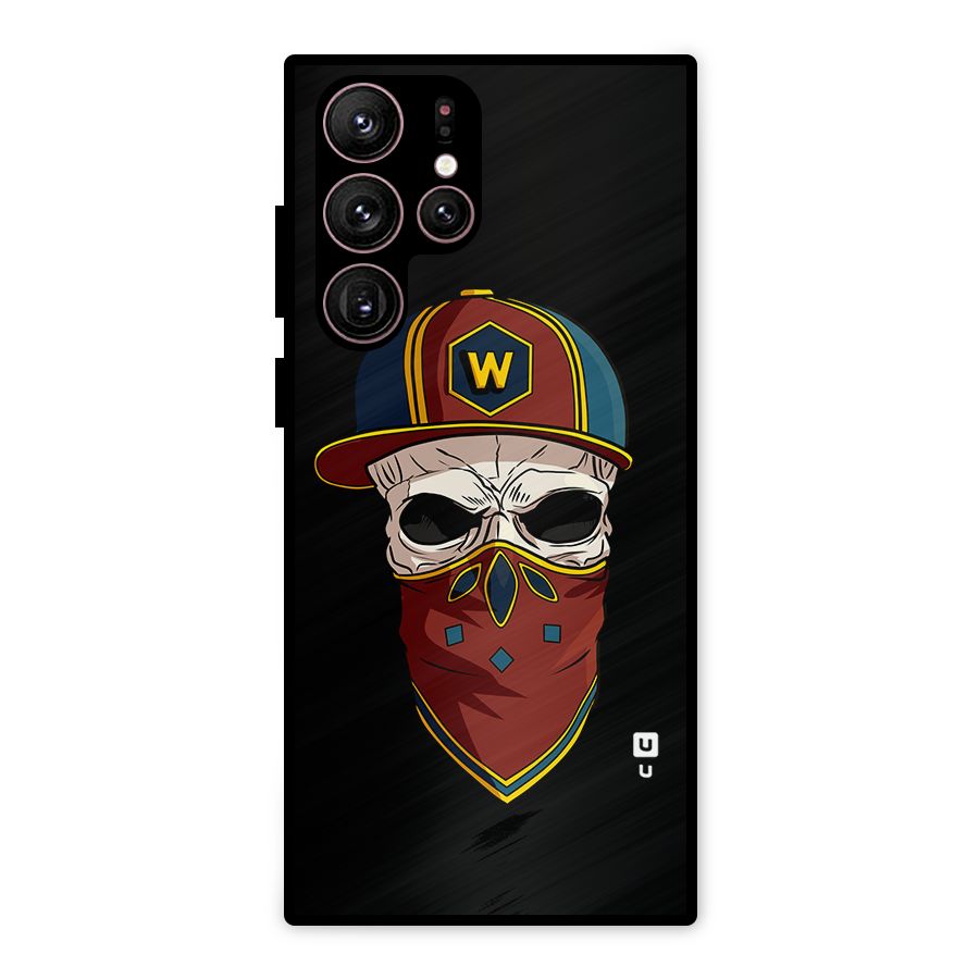 Cool Skull Mask Cap Metal Back Case for Galaxy S22 Ultra 5G