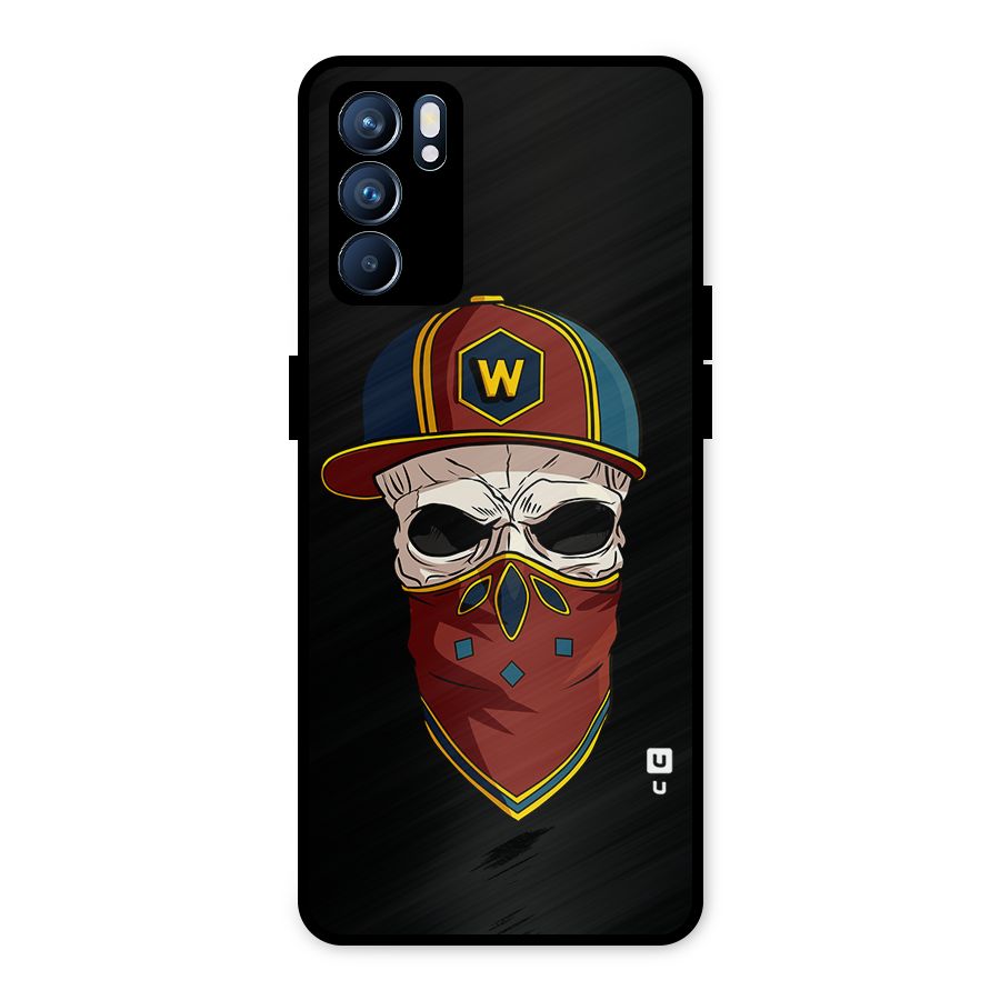 Cool Skull Mask Cap Metal Back Case for Oppo Reno6 5G