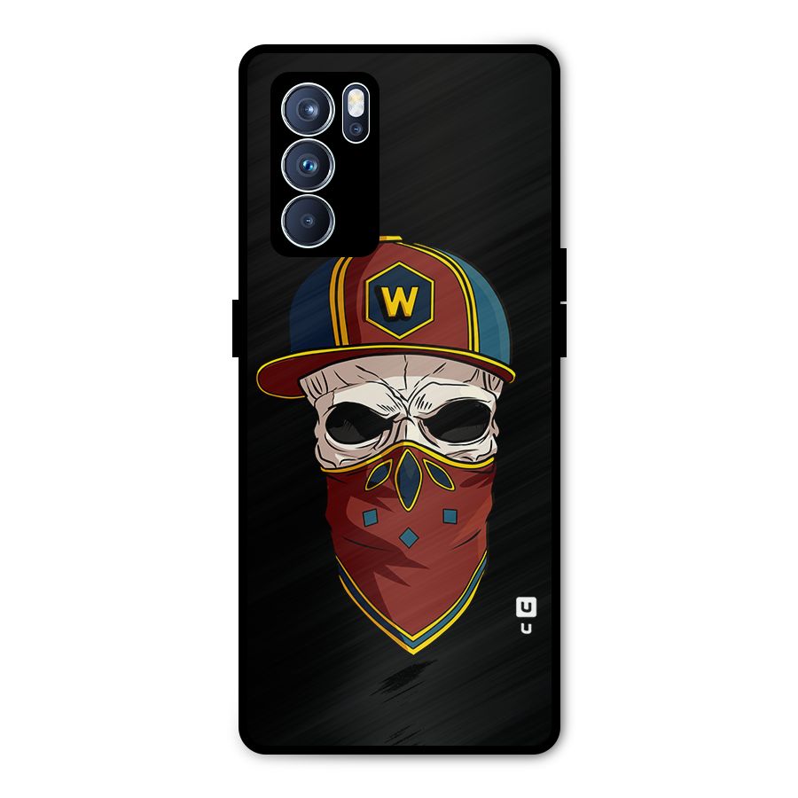 Cool Skull Mask Cap Metal Back Case for Oppo Reno6 Pro 5G