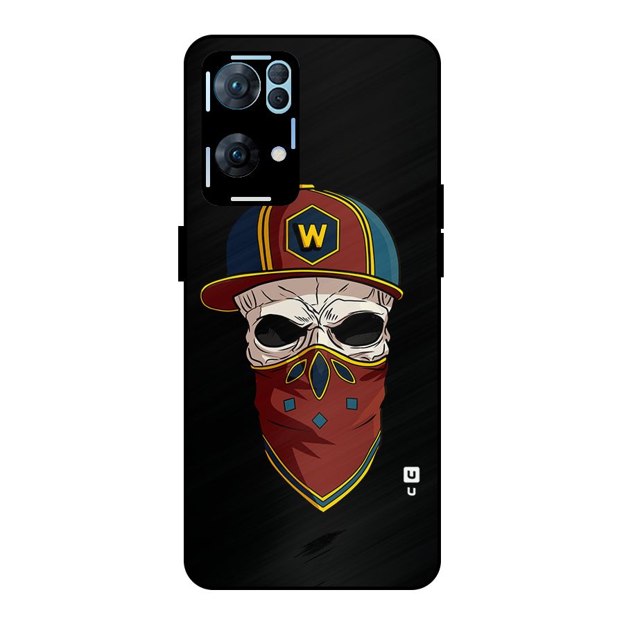 Cool Skull Mask Cap Metal Back Case for Oppo Reno7 Pro 5G