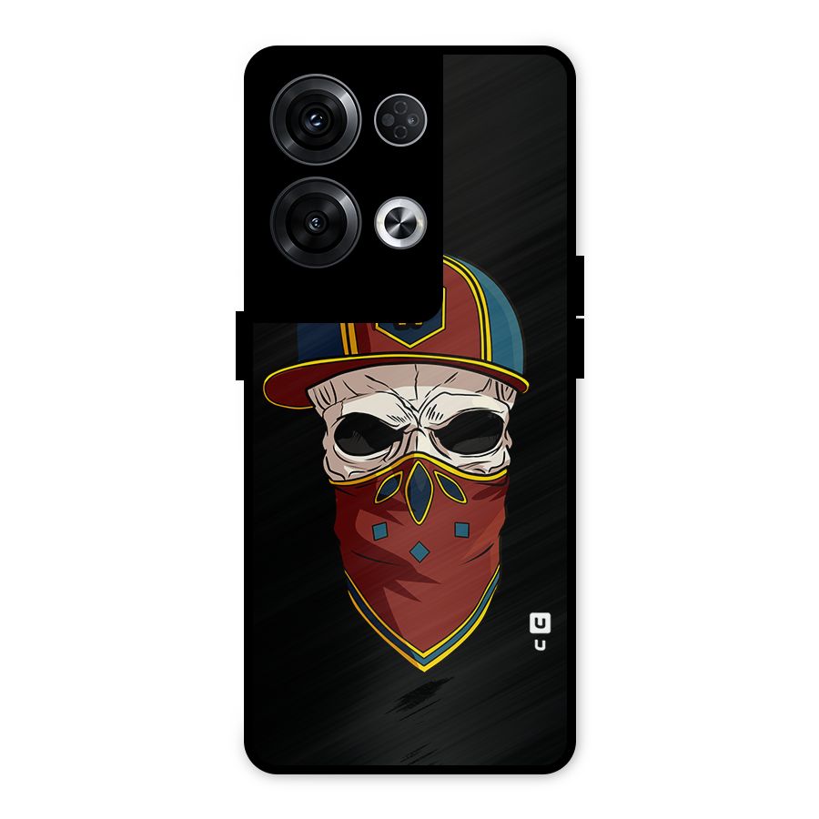 Cool Skull Mask Cap Metal Back Case for Oppo Reno8 Pro 5G