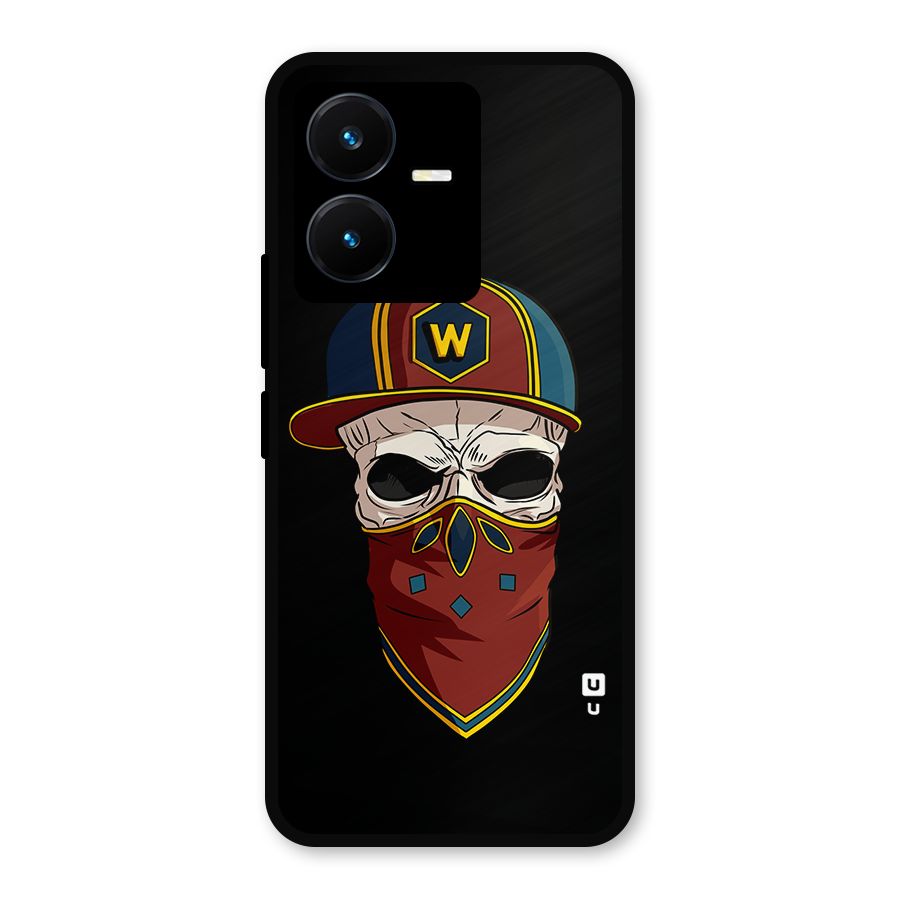 Cool Skull Mask Cap Metal Back Case for Vivo Y22s