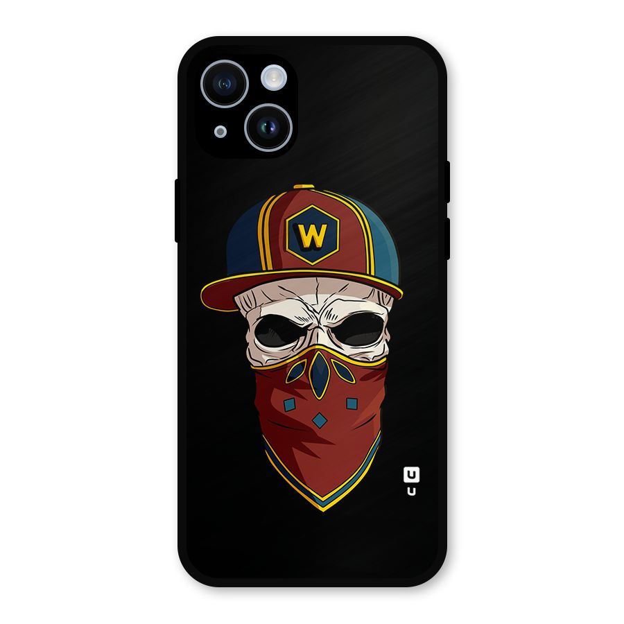Cool Skull Mask Cap Metal Back Case for iPhone 14