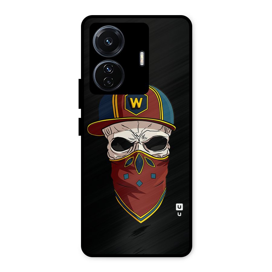 Cool Skull Mask Cap Metal Back Case for iQOO Z6