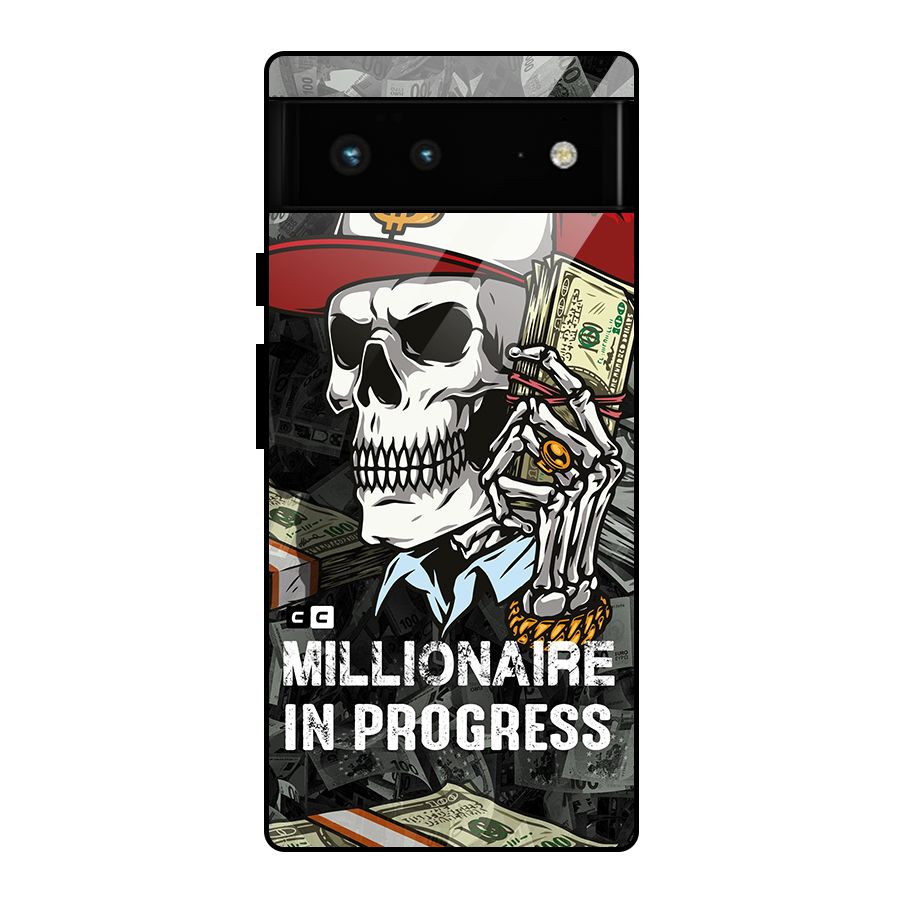 Cool Skull Millionaire In Progress Glass Back Case for Google Pixel 6