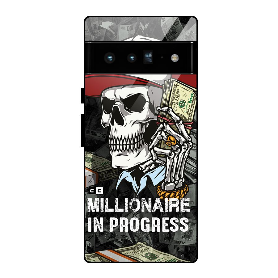 Cool Skull Millionaire In Progress Glass Back Case for Google Pixel 6 Pro