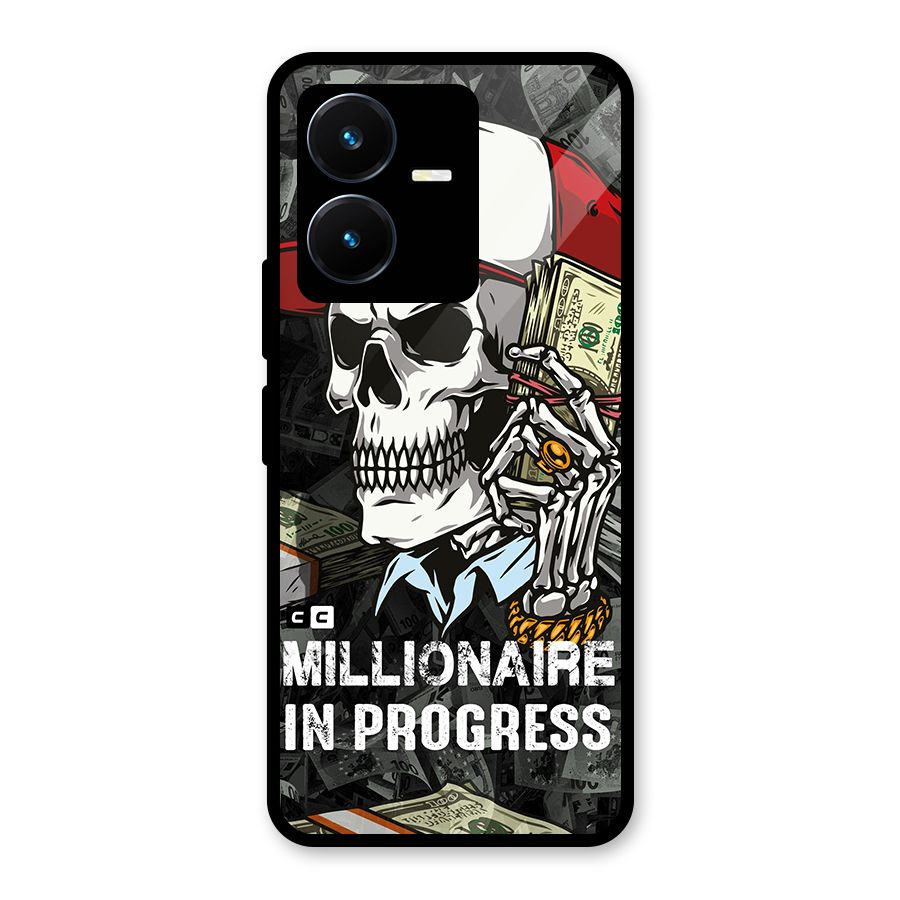 Cool Skull Millionaire In Progress Glass Back Case for Vivo Y22s