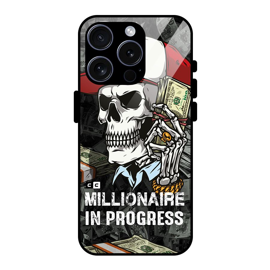 Cool Skull Millionaire In Progress Glass Back Case for iPhone 15 Pro