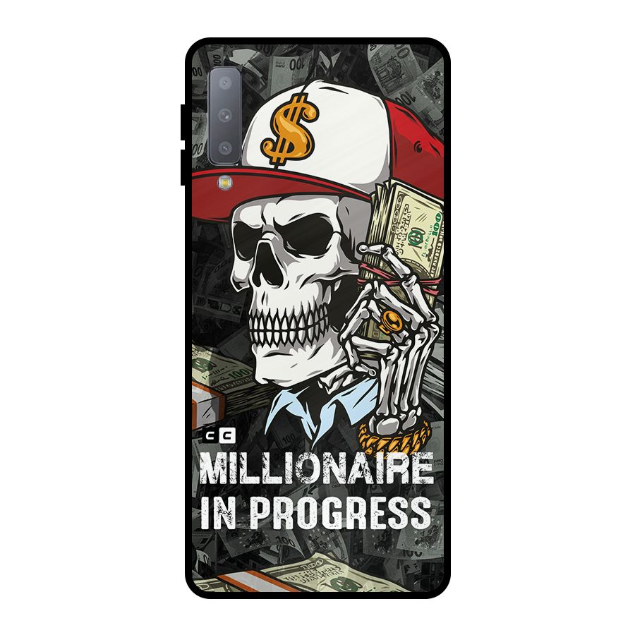 Cool Skull Millionaire In Progress Metal Back Case for Galaxy A7 (2018)