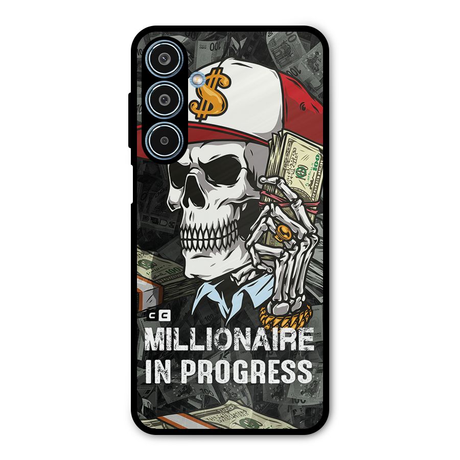 Cool Skull Millionaire In Progress Metal Back Case for Galaxy M35