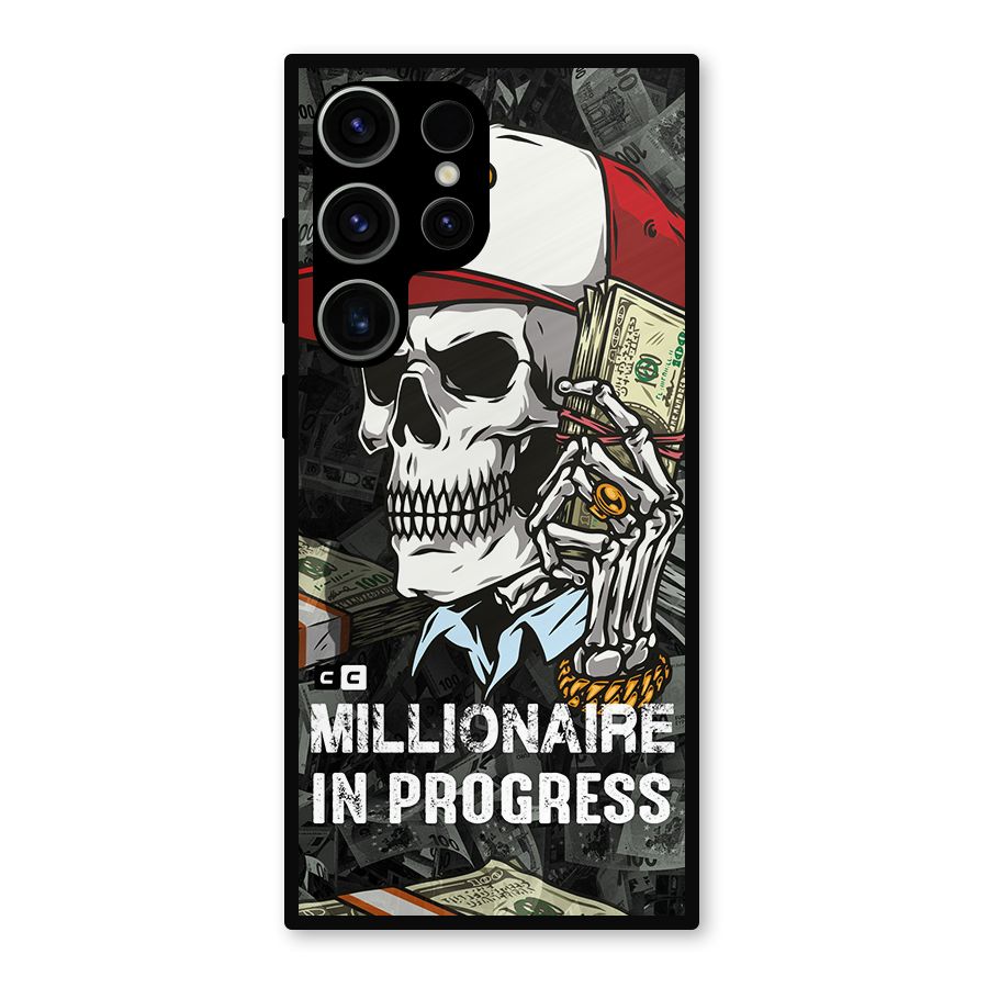 Cool Skull Millionaire In Progress Metal Back Case for Galaxy S23 Ultra