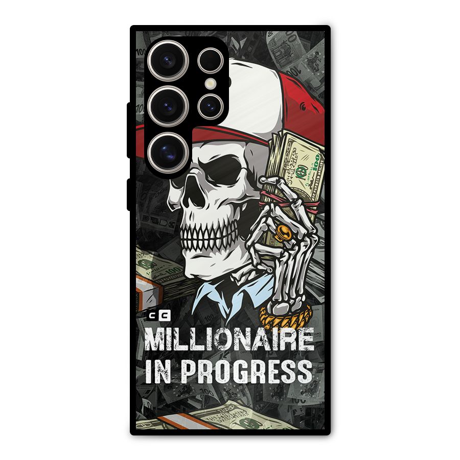 Cool Skull Millionaire In Progress Metal Back Case for Galaxy S24 Ultra
