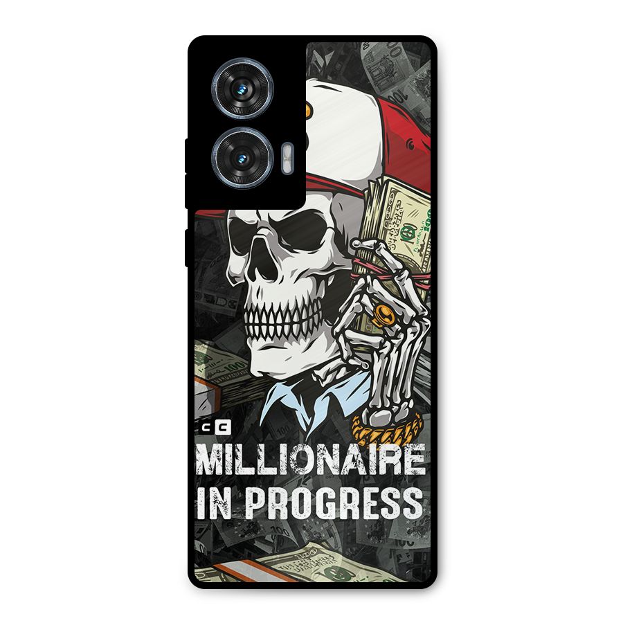 Cool Skull Millionaire In Progress Metal Back Case for Motorola Edge 50 Fusion