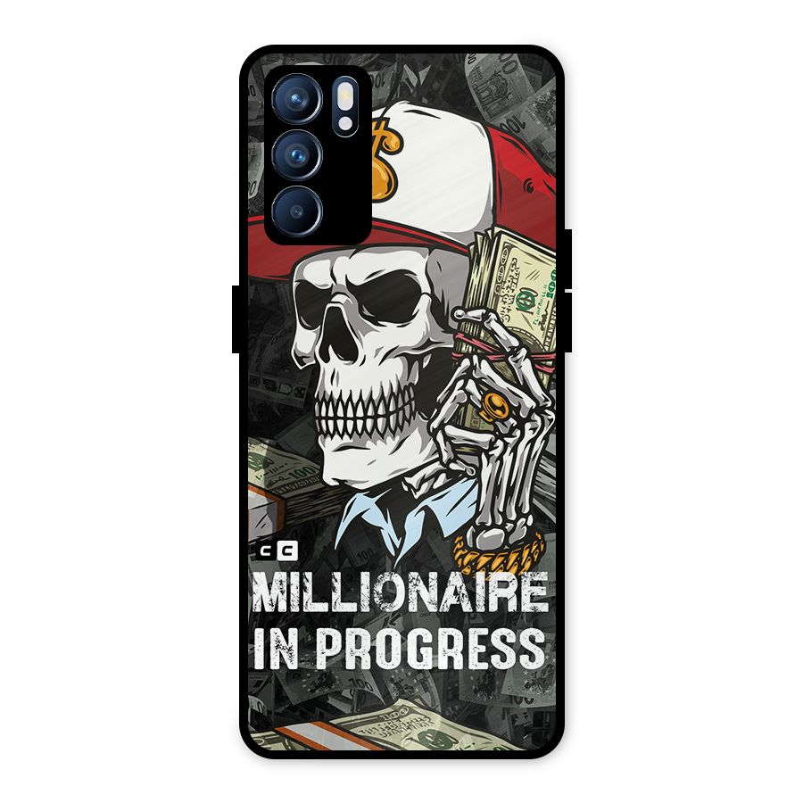 Cool Skull Millionaire In Progress Metal Back Case for Oppo Reno6 5G