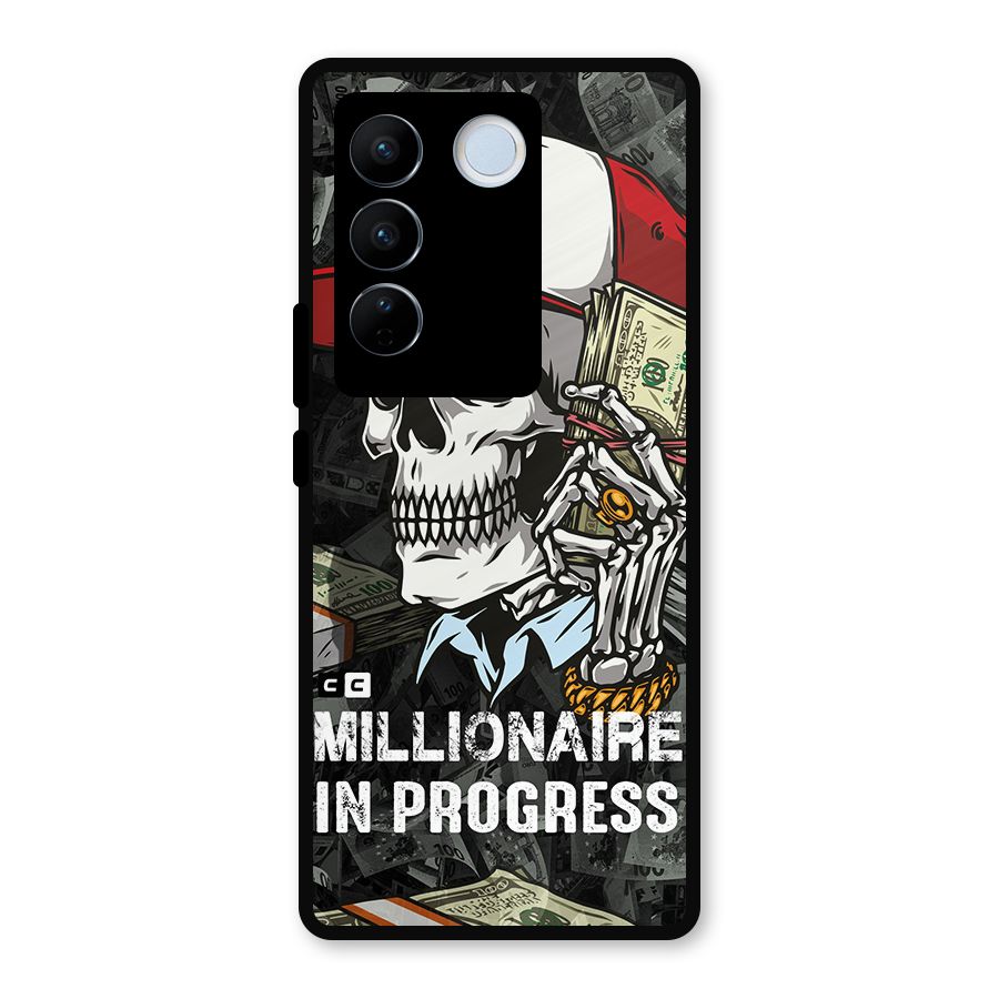 Cool Skull Millionaire In Progress Metal Back Case for Vivo V27 Pro