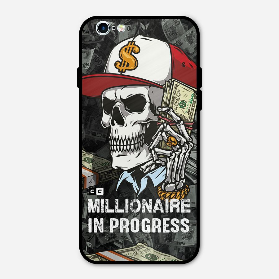 Cool Skull Millionaire In Progress Metal Back Case for iPhone 6 6s