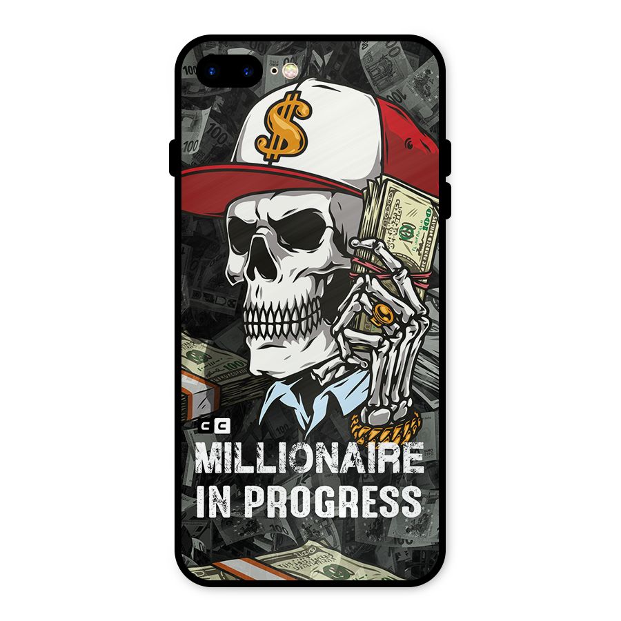 Cool Skull Millionaire In Progress Metal Back Case for iPhone 8 Plus