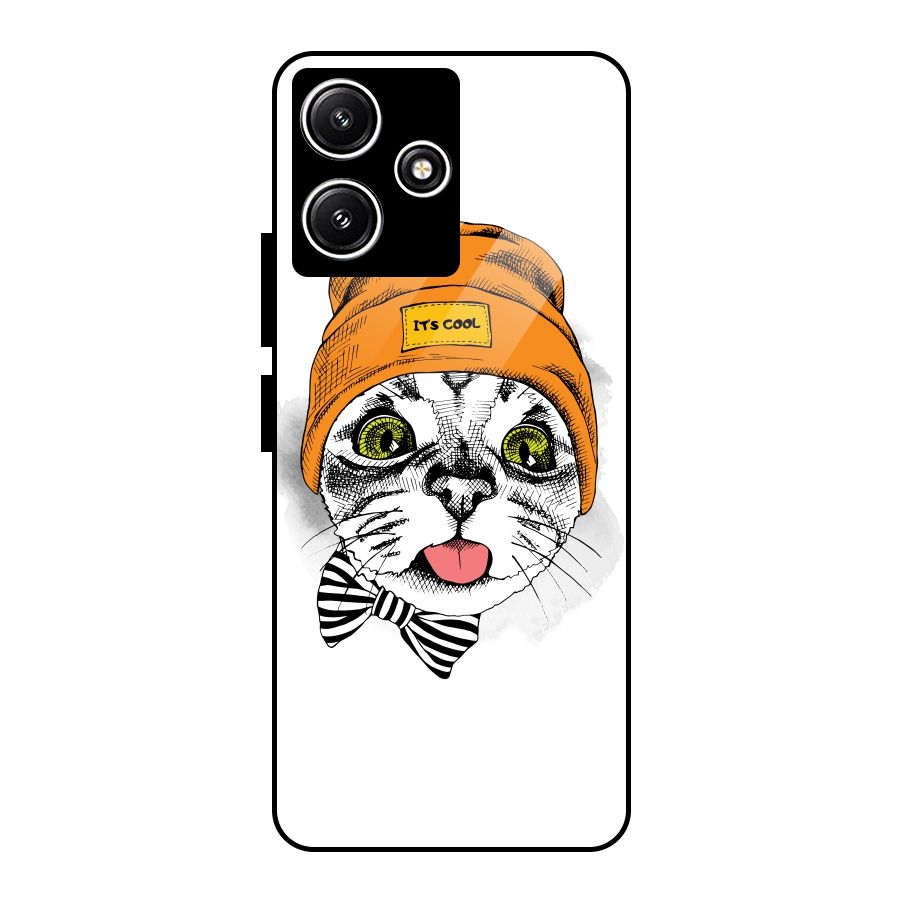 Cool cat Glass Back Case for Poco M6 Pro