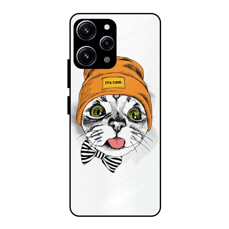 Cool cat Glass Back Case for Redmi 12 4G