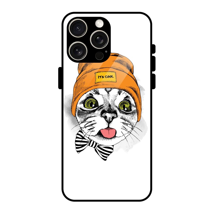 Cool cat Glass Back Case for iPhone 15 Pro Max