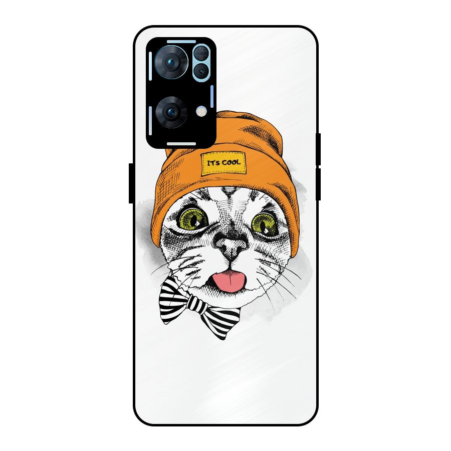 Cool cat Metal Back Case for Oppo Reno7 Pro 5G
