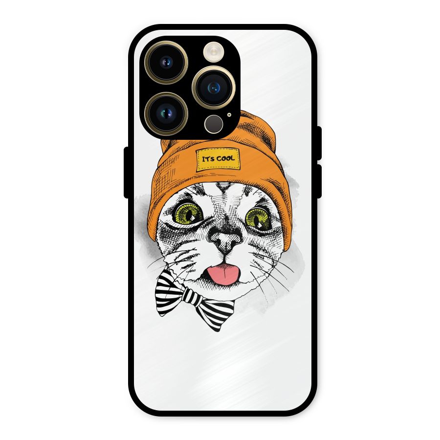 Cool cat Metal Back Case for iPhone 14 Pro