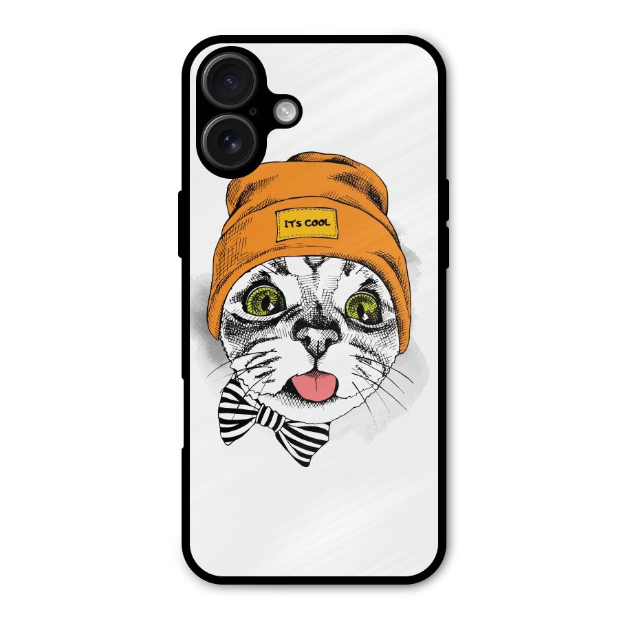 Cool cat Metal Back Case for iPhone 16 Plus