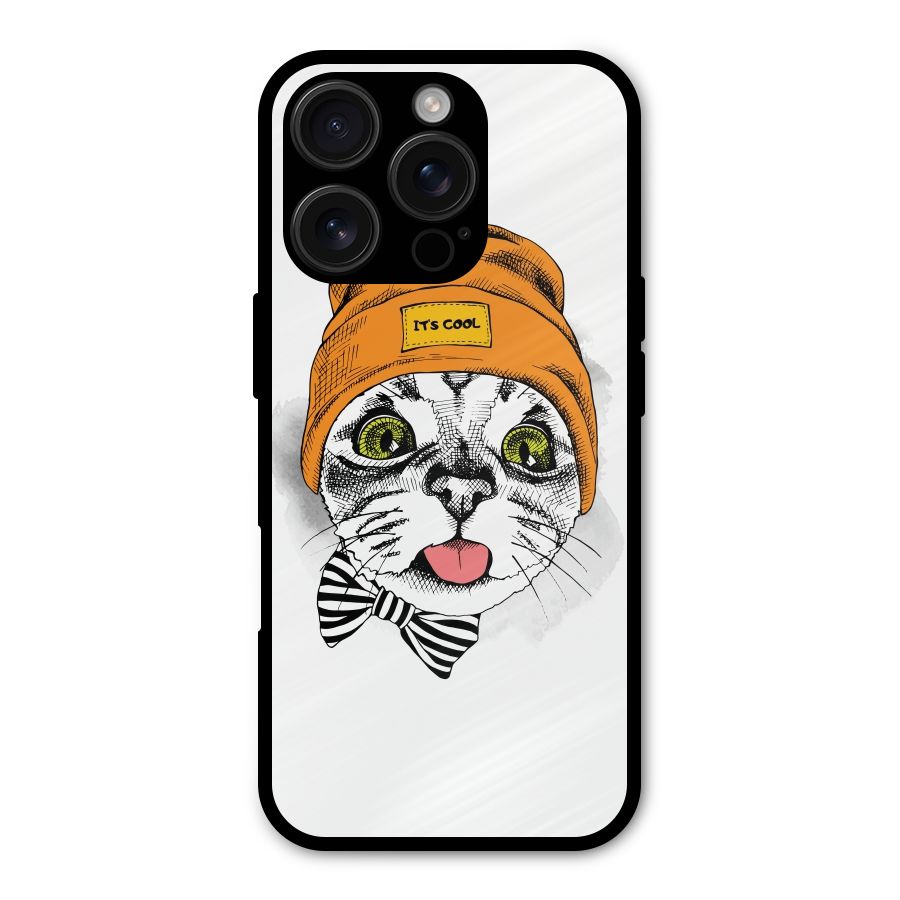 Cool cat Metal Back Case for iPhone 16 Pro