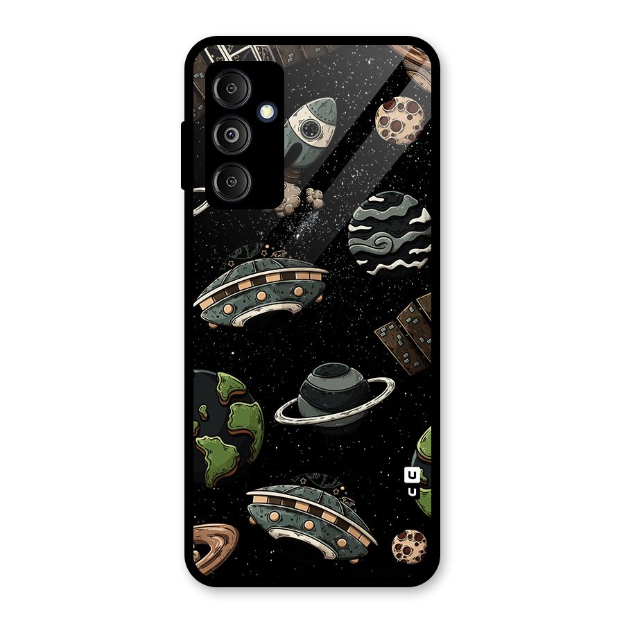 Cosmos Night Sky Anime Pattern Glass Back Case for Galaxy M14 5G