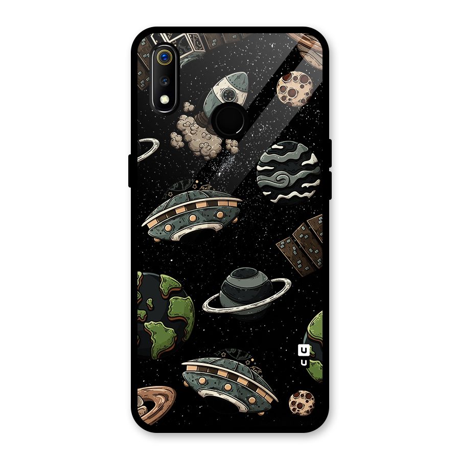 Cosmos Night Sky Anime Pattern Glass Back Case for Realme 3i
