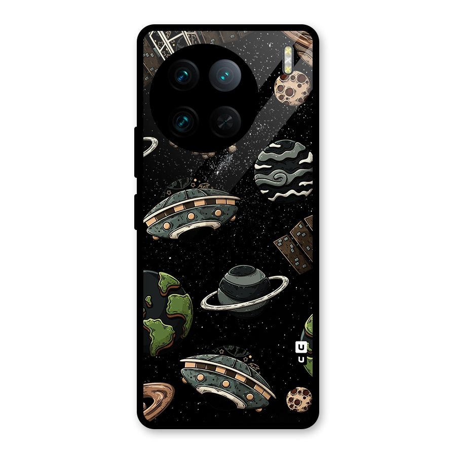 Cosmos Night Sky Anime Pattern Glass Back Case for Vivo X90 Pro