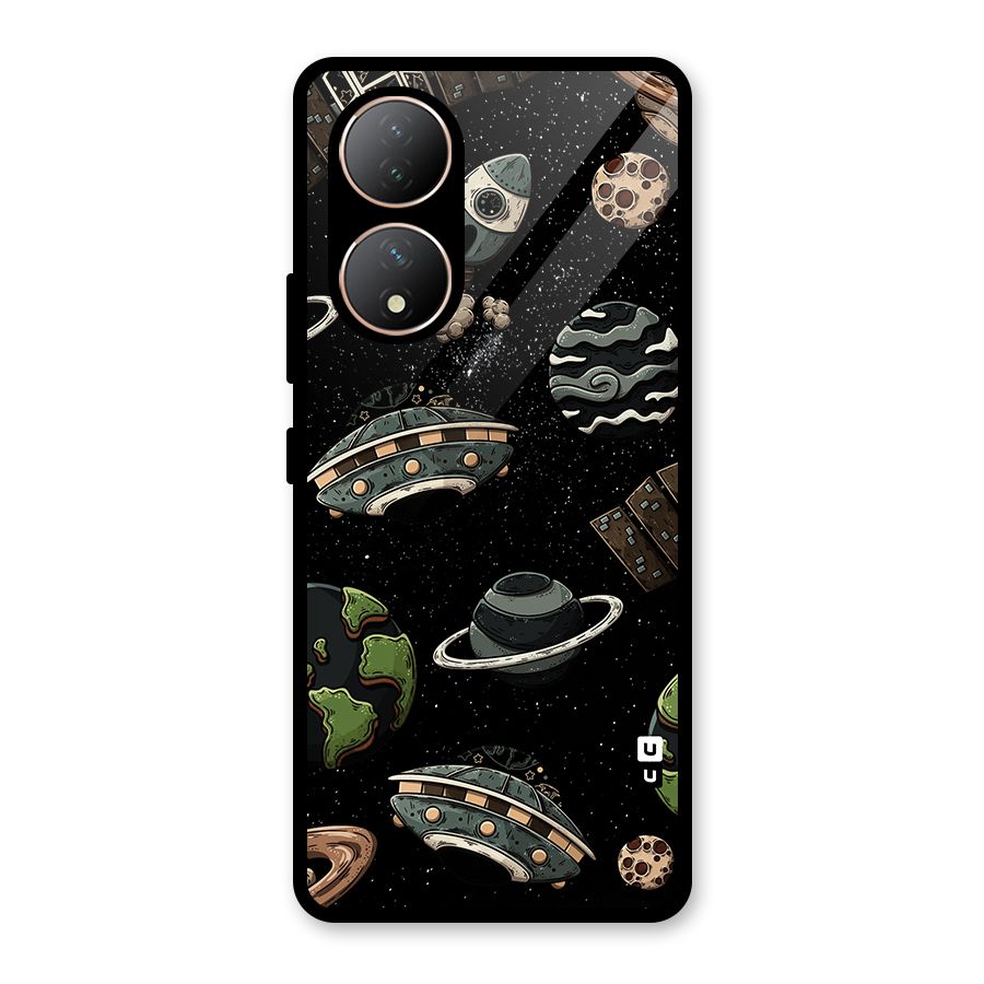 Cosmos Night Sky Anime Pattern Glass Back Case for Vivo Y100A
