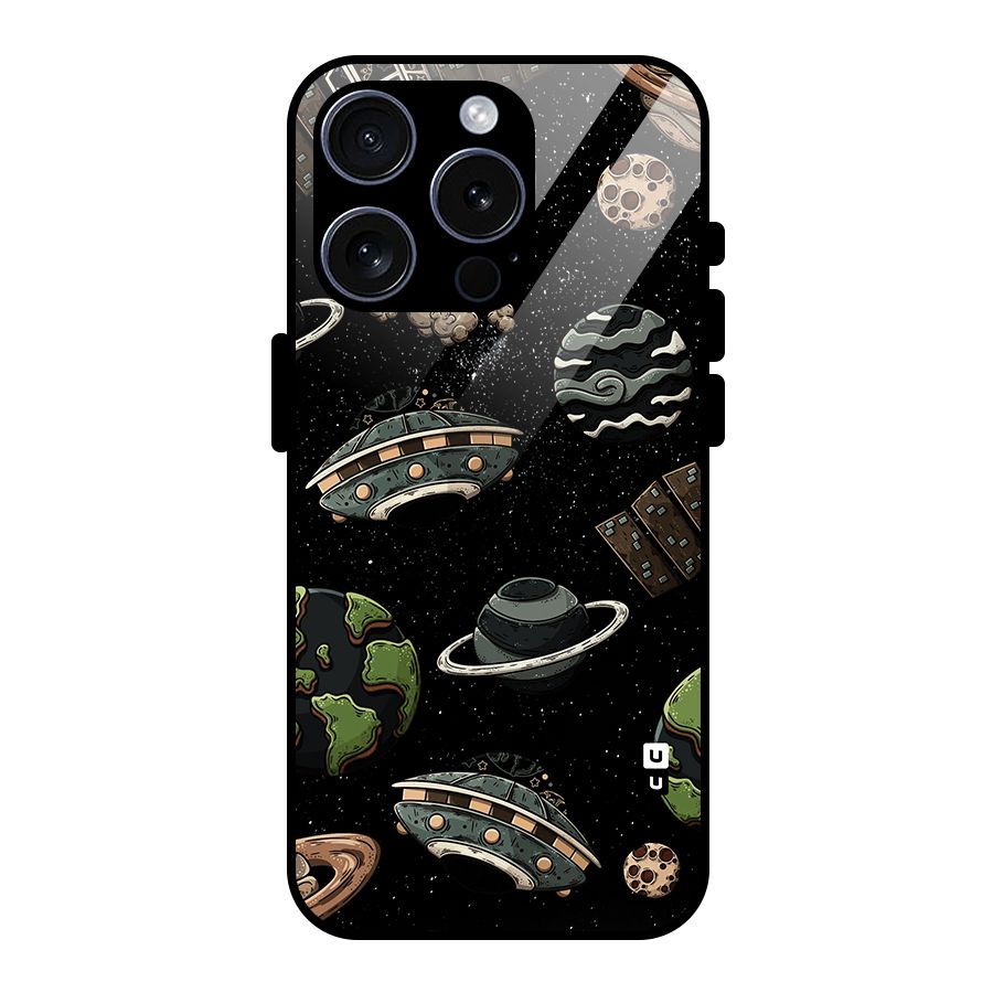Cosmos Night Sky Anime Pattern Glass Back Case for iPhone 15 Pro