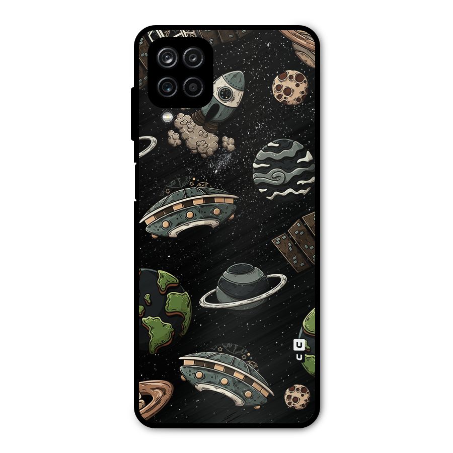 Cosmos Night Sky Anime Pattern Metal Back Case for Galaxy A12