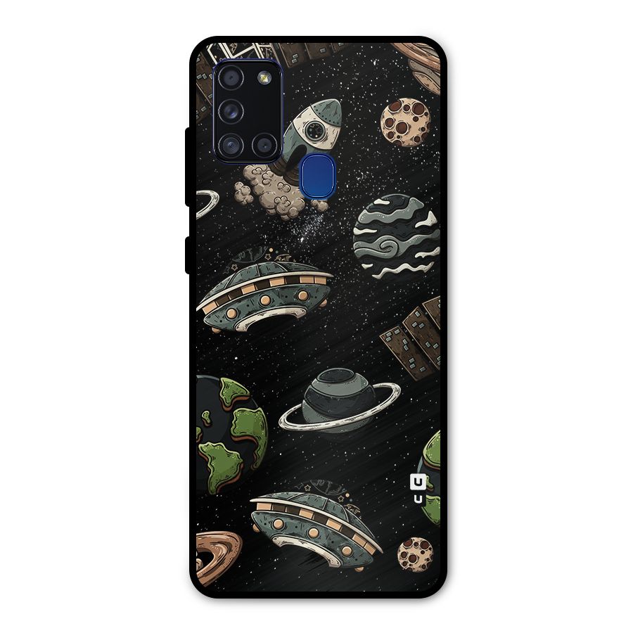 Cosmos Night Sky Anime Pattern Metal Back Case for Galaxy A21s