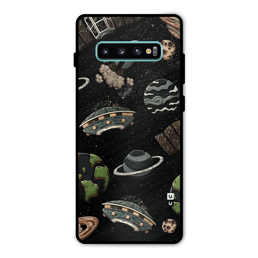 Cosmos Night Sky Anime Pattern Metal Back Case for Galaxy S10 Plus