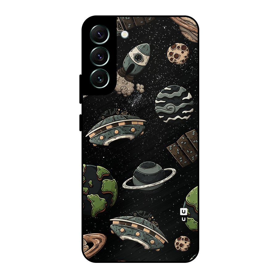 Cosmos Night Sky Anime Pattern Metal Back Case for Galaxy S22 Plus 5G