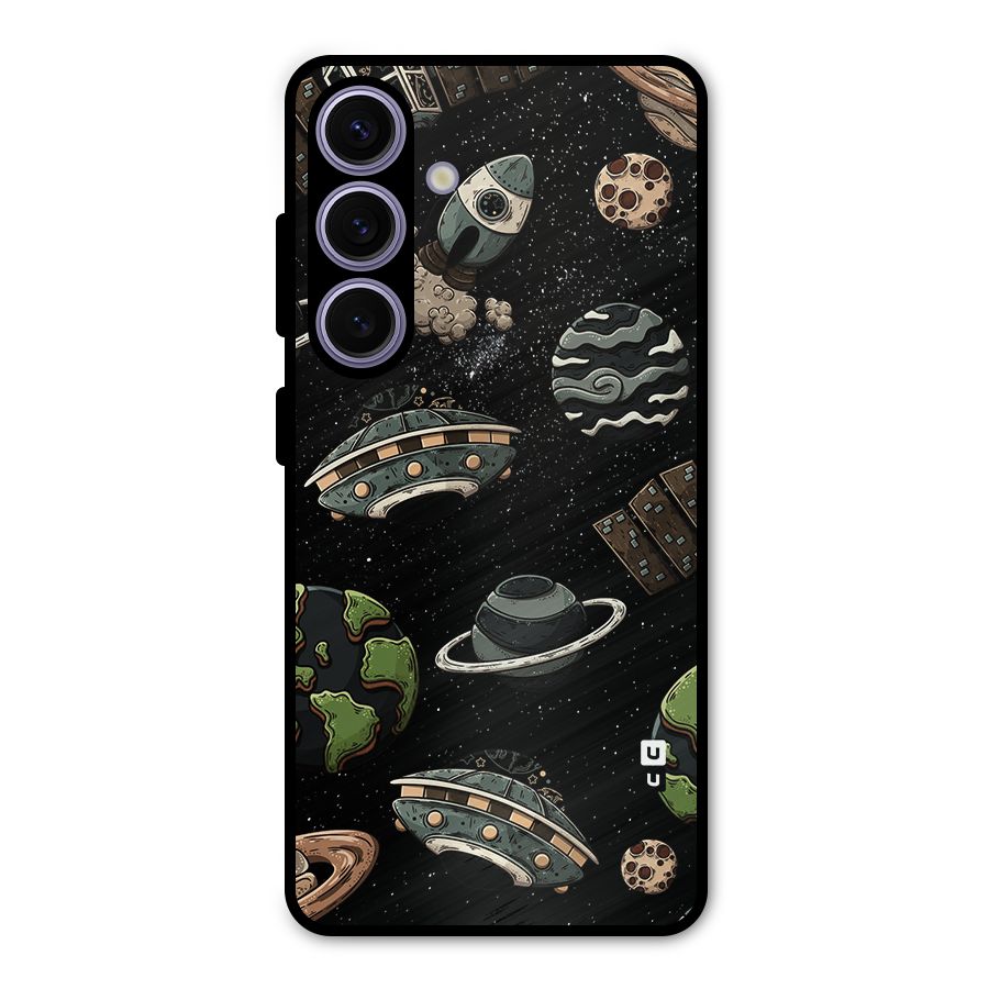 Cosmos Night Sky Anime Pattern Metal Back Case for Galaxy S24