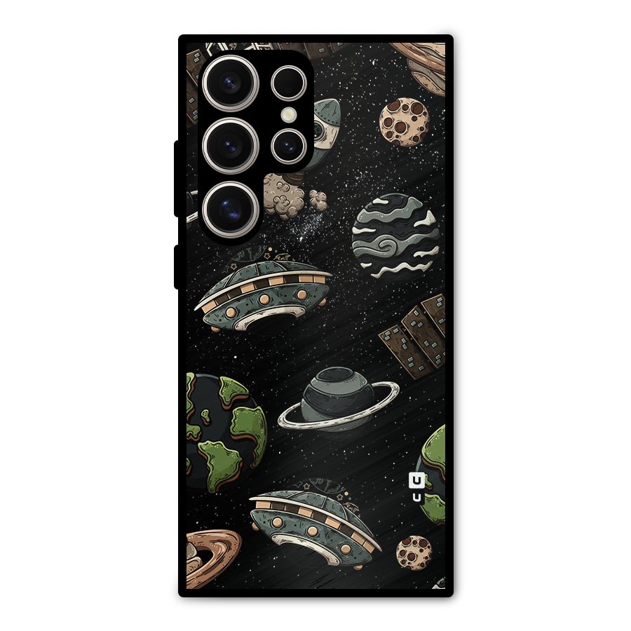 Cosmos Night Sky Anime Pattern Metal Back Case for Galaxy S24 Ultra